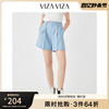 商场同款VIZA VIZA 2023春季裤子女西装裤蓝色高腰短裤女