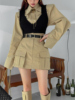 韩国女装2023秋款个性高腰系腰带侧口袋A摆半身短裙
