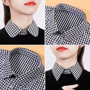 韩版假领子女百搭衬衫领毛衣装饰假领黑白格子衬衣假衣领棉质