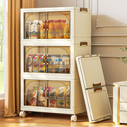 零食置物架家用厨房多层可移动收纳柜子客厅玩具可折叠落地储物架