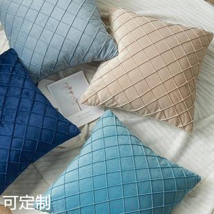 ins风沙发靠枕套，不含芯荷兰绒现代简约居家沙发菱形格抱枕套
