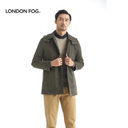 伦敦雾秋冬男装夹克外套，翻领可脱卸帽插袋短款防泼水户外休闲风衣