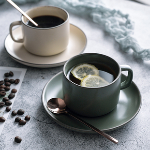 北欧哑光咖啡，杯碟家用复古陶瓷杯