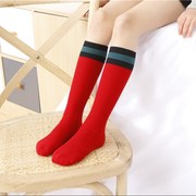 女童时尚大红色长筒袜六一幼儿园演出高筒袜儿童纯棉足球袜中筒袜