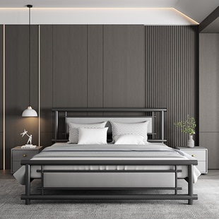 铁艺双人床1.8米加厚加固环保，铁床简约公寓出租房，1.5米单人铁架床