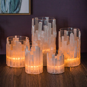 简约创意蜡烛杯烛台晶石条花器，酒店设计空间室内桌面花瓶装饰摆件