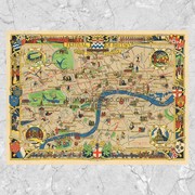 伦敦地图英国节日复古艺术老 超大尺寸巨幅面装饰壁挂画芯心