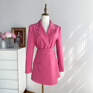 粉色小香风套装裙女2023春季高级设计感小个子气质收腰显瘦两件套