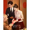新中式敬酒服新娘套装酒，红色秀禾服旗袍，回门丝绒冬季长袖订婚礼服