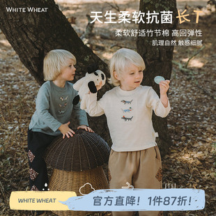 whitewheat儿童2025春秋新款长袖男宝宝纯棉抗菌t恤女孩休闲卫衣