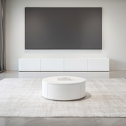 现代简约白色电视柜小户型客厅圆形，茶几电视柜组合落地极简电视柜