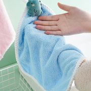 擦手巾小毛巾吸水不掉毛珊瑚绒小方巾可挂式可爱儿童家用厨房手帕