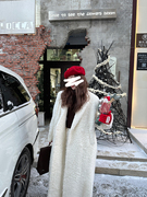蒋哇塞(蒋哇塞)白色，羊毛呢大衣23冬季氛围感大牌，高级长款加厚外套女