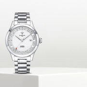 上海钻石牌手表时尚镶钻老国产s301钢带防水自动机械腕表