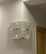 北欧客厅双面时钟挂钟家用时尚简约创意免打孔静音钟转角拐角钟表