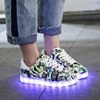 扑克牌涂鸦USB充电灯光板鞋LED低帮发光鞋韩版街潮七彩夜光鬼步鞋