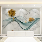 电视背景墙壁纸现代简约立体壁画，客厅装饰高档轻奢风8d影视墙布画