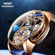 德国海默尔 天体手表男士石英表镂空防水商务奢华陀飞轮腕表