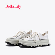 bellalily2024春季增高小众帆布鞋，女透气小白鞋，时尚松糕鞋子