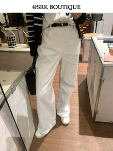 SRK 白色阔腿牛仔裤女2024春季小个子休闲百搭显瘦直筒长裤