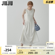jiujiu法式气质白色连衣裙女夏季2024设计感初恋背心裙长裙子