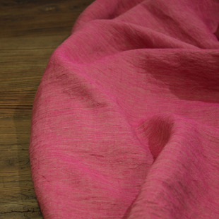 瓦娜家原创设计师款42支色织纯亚麻布料裤子衬衫裙袍服装面料桃红