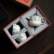 手绘紫藤花茶具套装一壶二杯创意茶壶茶杯伴手礼送礼陶瓷功夫茶具