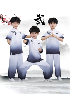 幼儿中小童学生运动会，表演练功服武术演出服，男女长短袖中国风渐变