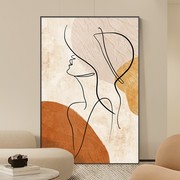 现代简约客厅装饰画抽象艺术线条，沙发背景落地画人物入户玄关挂画