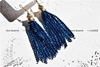 欧美风复古做旧串珠个性蓝民族风异域风小众设计流苏耳环T2092
