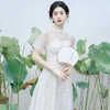 新中式民国风超仙白色连衣裙女2024夏季短袖网纱裙吊带长裙两件套