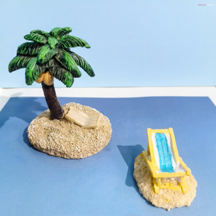 椰子树沙滩躺椅微景观造景，小摆件树脂帆船酒店多肉花盆装饰夏威夷