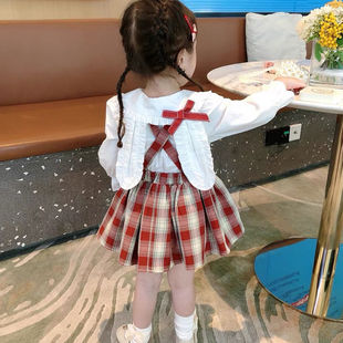 韩系女童jk制服套装裙子2021秋装韩版可爱格子学院风女宝宝套