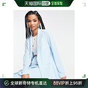 香港直邮潮奢 ASOS 女士设计长筒针织宽松型浅蓝色西装上衣