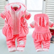 女宝宝秋冬套装洋气0-1一岁半婴儿衣服秋冬2外出幼儿薄棉三件套