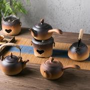 秋天电陶炉煮茶壶茶具烧水炉，陶瓷烧水壶，侧把煮茶器围炉煮茶粗陶壶
