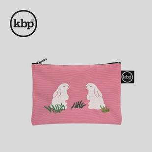 韩国kittybunnypony刺绣粉色小兔口红化妆包kbp小众收纳零钱卡包