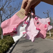 夏季网眼透气女童短筒船袜薄款纯棉儿童卡通袜粉色草莓熊宝宝袜子