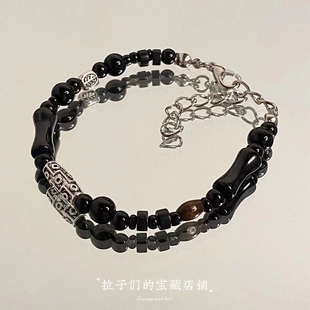 天珠藏符玛瑙石小众设计新中式项链复古手链锁民族风骨链情侣百搭