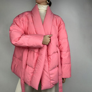 高货jy22326秋季女装外套，2023加厚保暖防寒v领收腰绑带百