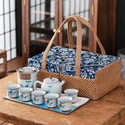 陶瓷旅行茶具家用户外露营便携式快客杯功夫，茶具套装收纳包袋盒子