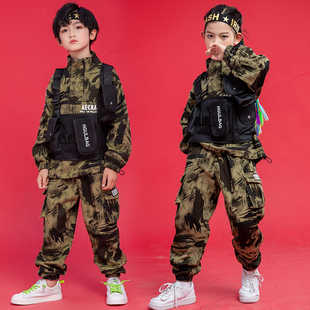儿童迷彩服装男童军装，吃鸡套装女童帅气潮流嘻哈，街舞演出服中国风