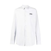 prada男士白色棉质，左胸有口袋，装饰长袖衬衫ucn259-f62-f0z56