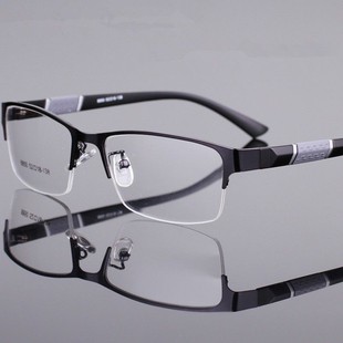 近视眼镜男0-600度半框金属眼镜，平光防辐射防蓝光，抗疲劳电脑护眼