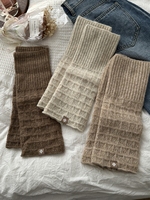 纯色针织含羊毛袖套女款春秋，保暖jk腿套少女日系格纹堆堆长筒袜套