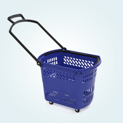 超市购物篮手提篮加厚框子大号购物筐家用买菜篮子塑料篮拉杆带。