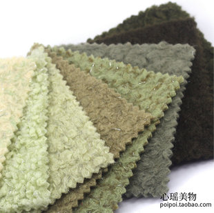 茶绿色圈圈呢样布组 灰绿色浅绿色秋冬毛呢毛料小样 布料半米