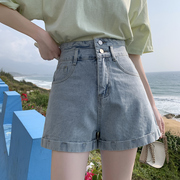 高腰牛仔短裤女秋季2024年显瘦夏季薄款阔腿宽松a字超短热裤