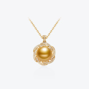 MELUXE 黄金18K金南洋海水金珍珠吊坠项链金珠珍珠颈链母亲节礼物