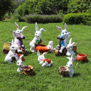 户外卡通兔子花盆雕塑园林，景观花缸摆件，花园庭院别墅小区草坪装饰